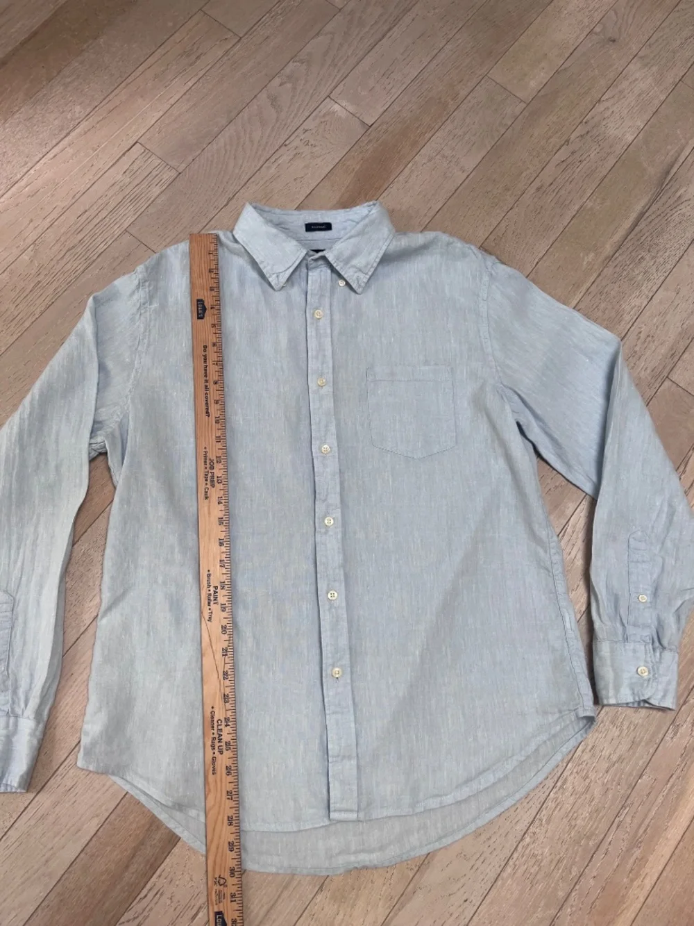 J.Crew Men's Large Linen Blend Button Down Shirt Light Blue Long Sleeve Classic